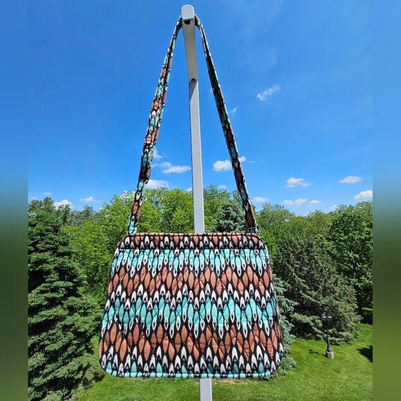 VERA BRADLEY "Sierra Stream" Print Teal Brown Black Crossbody Bag - Picture 10 of 10